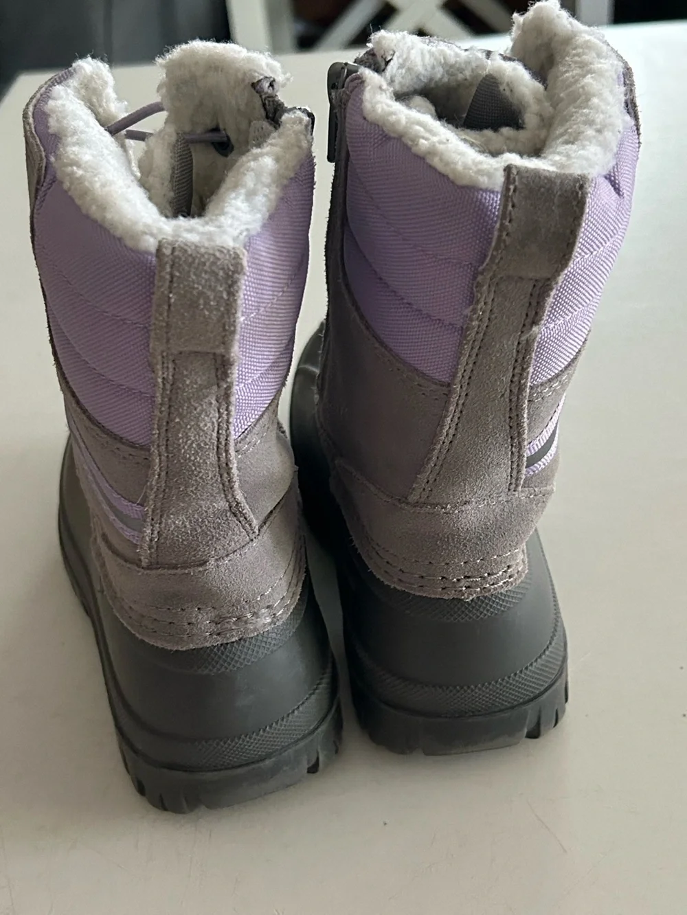 Lands' End Winter Snow Boots in Gray and Lavender | 12 girls